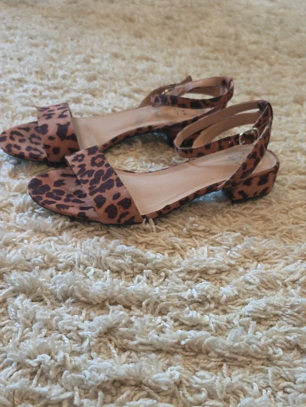 a new day Leopard Print Ankle Strap Sandals - Brown/Tan